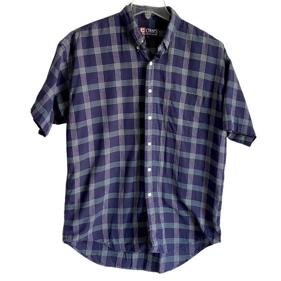 Chaps Ralph Lauren Short Sleeve Cotton Button Down Shirt Large - Picture 1 of 6